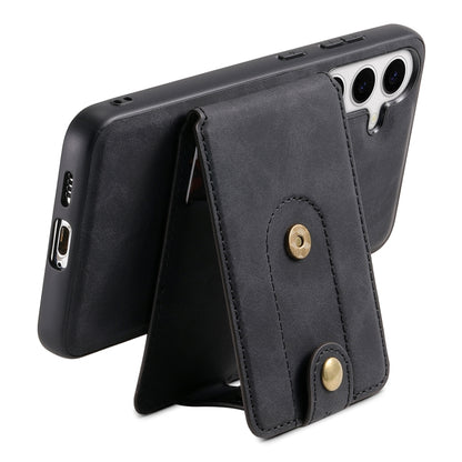 For Samsung Galaxy S24+ 5G Denior D14 NK Retro Pattern MagSafe Magnetic Card Holder Leather Phone Case(Black) - Galaxy S24+ 5G Cases by Denior | Online Shopping UK | buy2fix
