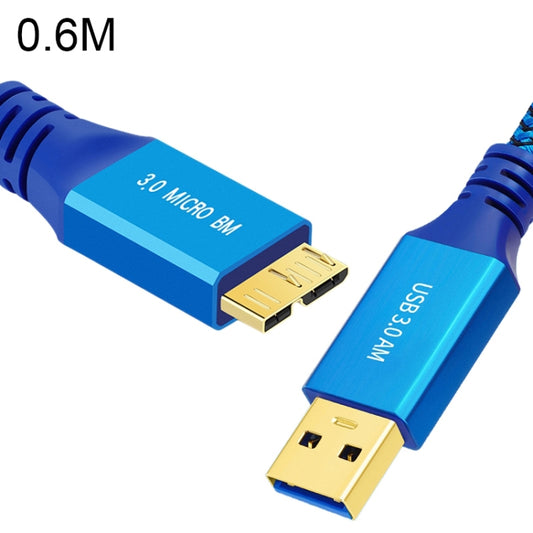 USB 3.0 Male To Micro USB 3.0 Male Braided Cable, Length:0.6m(Blue) - USB 3.0 by buy2fix | Online Shopping UK | buy2fix