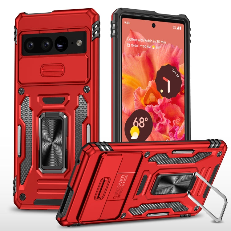 For Google Pixel 9 Pro XL 6.8 Armor PC + TPU Camera Shield Phone Case(Red) - Google Cases by buy2fix | Online Shopping UK | buy2fix