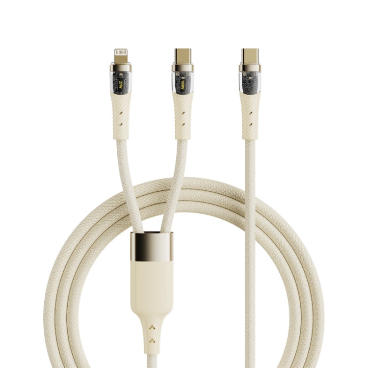 ROCK G20 2 in 1 5A USB-C/Type-C to USB-C/Type-C+8 Pin Transparent Fast Charging Data Cable, Length: 1.5m(Beige) - 2 in 1 Cable by ROCK | Online Shopping UK | buy2fix