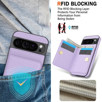 For Google Pixel 9 RFID Anti-theft Card Ring Holder Phone Case(Purple) - Google Cases by buy2fix | Online Shopping UK | buy2fix