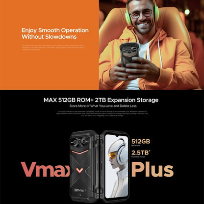 [HK Warehouse] DOOGEE Vmax Plus 5G Rugged Phone, 16GB+512GB, 6.58 inch Android 14 MediaTek Dimensity 7050 Octa Core, Network: 5G, OTG, NFC(Black) - DOOGEE by DOOGEE | Online Shopping UK | buy2fix