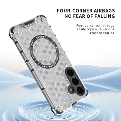 For Samsung Galaxy S25 Ultra 5G Honeycomb Magnetic Ring Shockproof Phone Case(White) - Galaxy S25 Ultra 5G Cases by buy2fix | Online Shopping UK | buy2fix