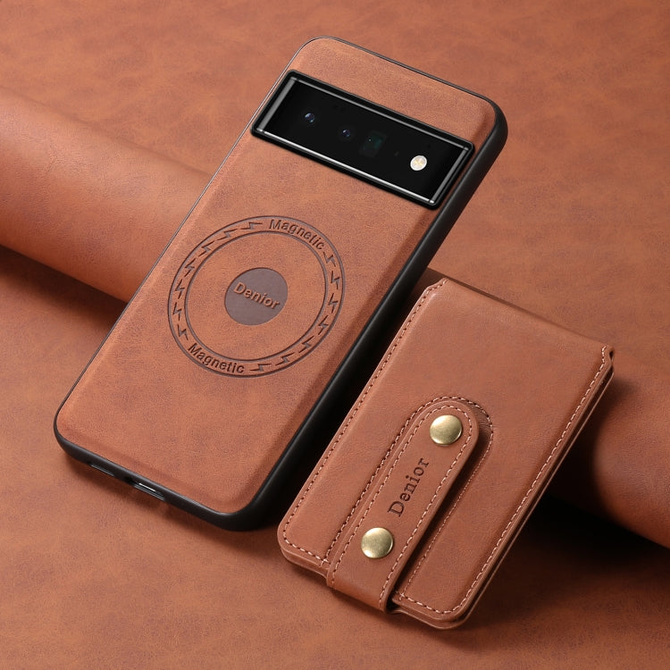 For Google Pixel 6 Pro Denior D14 NK Retro Pattern MagSafe Magnetic Card Holder Leather Phone Case(Brown) - Google Cases by Denior | Online Shopping UK | buy2fix