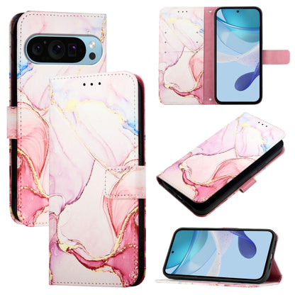 For Google Pixel 9 Pro XL PT003 Marble Pattern Flip Leather Phone Case(Rose Gold) - Google Cases by buy2fix | Online Shopping UK | buy2fix