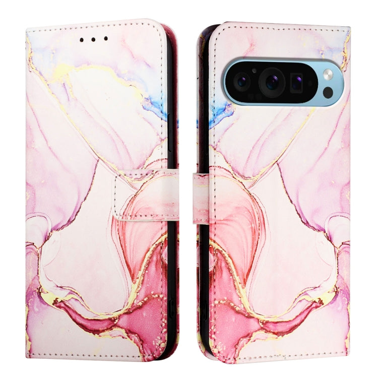 For Google Pixel 9 Pro XL PT003 Marble Pattern Flip Leather Phone Case(Rose Gold) - Google Cases by buy2fix | Online Shopping UK | buy2fix