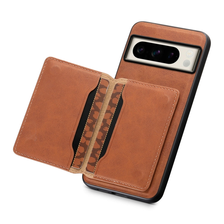 For Google Pixel 8 Pro Denior D13 Retro Texture Leather MagSafe Card Bag Phone Case(Brown) - Google Cases by Denior | Online Shopping UK | buy2fix