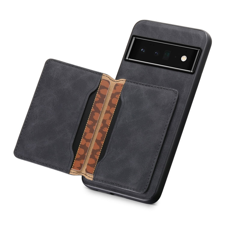 For Google Pixel 6 Pro Denior D13 Retro Texture Leather MagSafe Card Bag Phone Case(Black) - Google Cases by Denior | Online Shopping UK | buy2fix