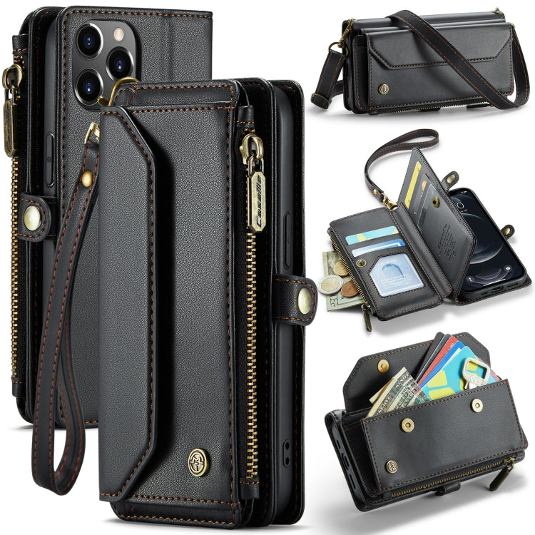 For iPhone 12 Pro Max CaseMe C36 Card Slots Zipper Wallet RFID Anti-theft Leather Phone Case(Black) - iPhone 12 Pro Max Cases by CaseMe | Online Shopping UK | buy2fix