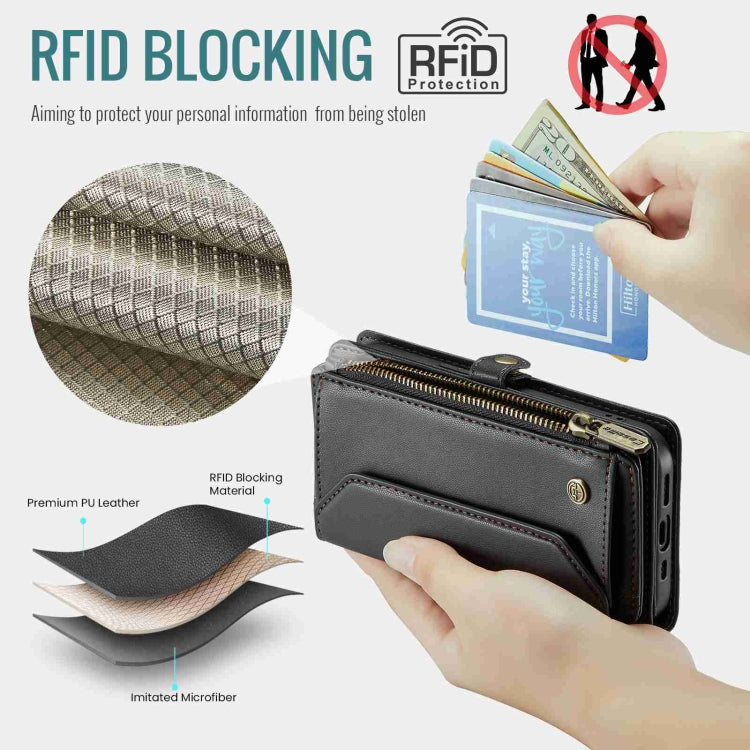 For iPhone 13 Pro CaseMe C36 Card Slots Zipper Wallet RFID Anti-theft Leather Phone Case(Black) - iPhone 13 Pro Cases by CaseMe | Online Shopping UK | buy2fix