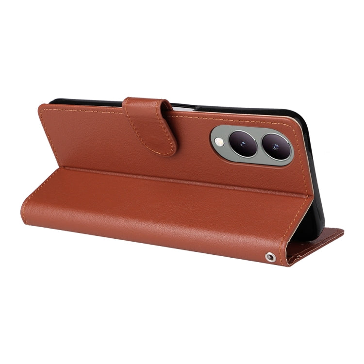 For vivo Y17s 4G Multifunctional Horizontal Flip Leather Phone Case with Three Card Slot(Brown) - vivo Cases by buy2fix | Online Shopping UK | buy2fix