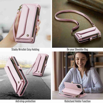 For Samsung Galaxy A12 5G CaseMe C36 Card Slots Zipper Wallet RFID Anti-theft Leather Phone Case(Pink) - Galaxy Phone Cases by CaseMe | Online Shopping UK | buy2fix