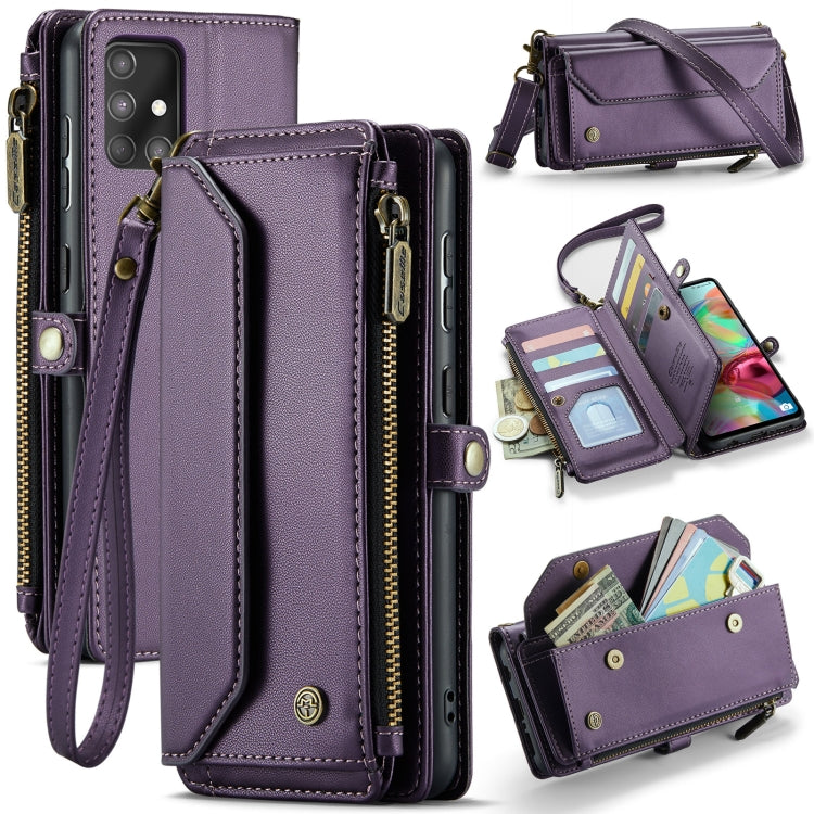 For Samsung Galaxy A71 4G CaseMe C36 Card Slots Zipper Wallet RFID Anti-theft Leather Phone Case(Purple) - Galaxy Phone Cases by CaseMe | Online Shopping UK | buy2fix