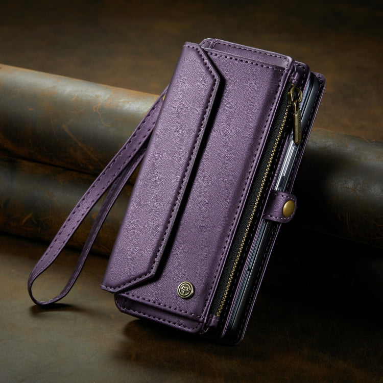 For Samsung Galaxy Z Fold3 CaseMe C36 Card Slots Zipper Wallet RFID Anti-theft Leather Phone Case(Purple) - Galaxy Phone Cases by CaseMe | Online Shopping UK | buy2fix