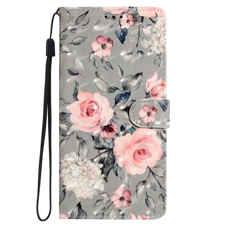 For iPhone 16 Pro Max 3D Pattern Leather Phone Case(Gray Base Flower) - iPhone 16 Pro Max Cases by buy2fix | Online Shopping UK | buy2fix