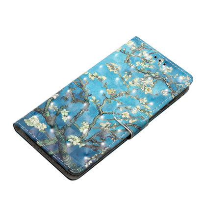 For Motorola Edge 2024 3D Pattern Leather Phone Case(Blue Base Apricot Flower) - Motorola Cases by buy2fix | Online Shopping UK | buy2fix