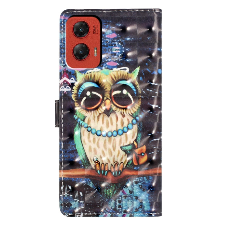 For Motorola Moto G Stylus 5G 2024 3D Pattern Leather Phone Case(Big-eyed owl) - Motorola Cases by buy2fix | Online Shopping UK | buy2fix