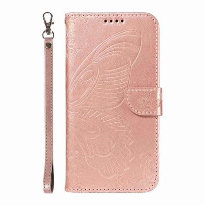 For OnePlus 11 5G Swallowtail Butterfly Embossed Leather Phone Case(Rose Gold) - OnePlus Cases by buy2fix | Online Shopping UK | buy2fix