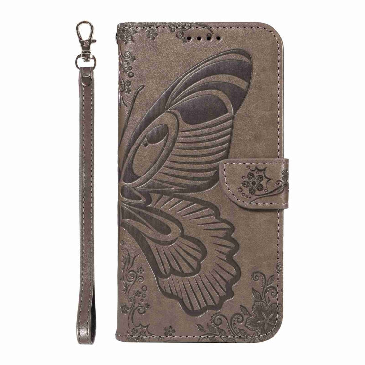 For Sony Xperia 10 VI 2024 Swallowtail Butterfly Embossed Leather Phone Case(Grey) - Sony Cases by buy2fix | Online Shopping UK | buy2fix