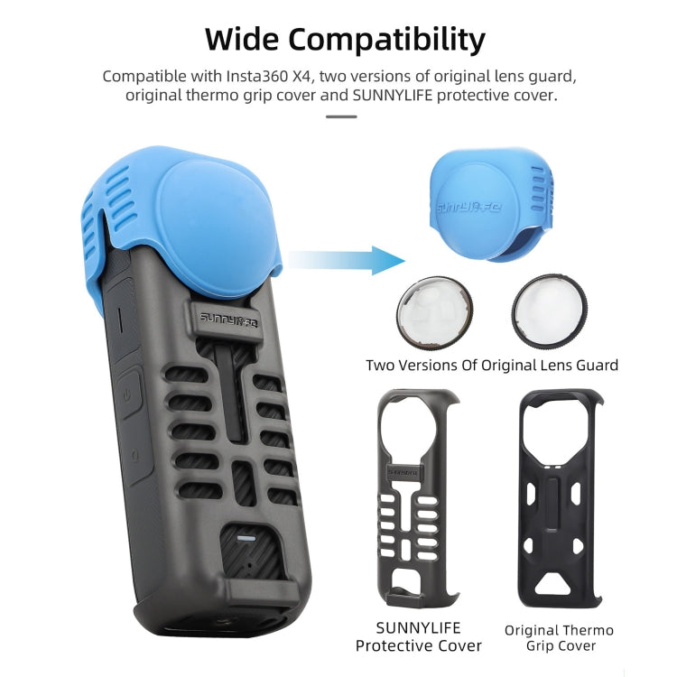 For Insta360 X4 Sunnylife Silicone Shockproof Case Lens Cover(Blue) - Case & Bags by Sunnylife | Online Shopping UK | buy2fix