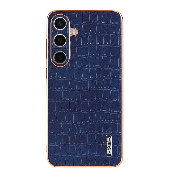 For Samsung Galaxy S24+ 5G AZNS Electroplated Frame Crocodile Texture Full Coverage Phone Case(Blue) - Galaxy S22+ 5G Cases by AZNS | Online Shopping UK | buy2fix