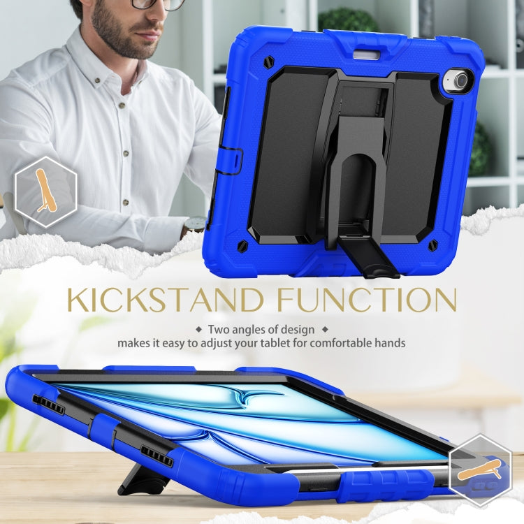 For iPad Air 11 2024 Silicone Hydric PC Tablet Case with Shoulder Strap & Holder(Blue) - iPad Air 11 2024 Cases by buy2fix | Online Shopping UK | buy2fix