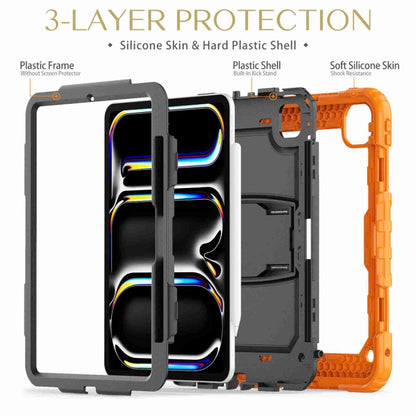 For iPad Pro 11 2024 Silicone Hydric PC Tablet Case with Shoulder Strap & Holder(Orange) - iPad Pro 11 2024 Cases by buy2fix | Online Shopping UK | buy2fix