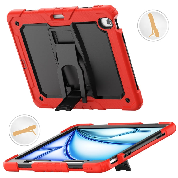 For iPad Air 13 2024 Silicone Hydric PC Tablet Case with Shoulder Strap & Holder(Red) - iPad Air 13 2024 Cases by buy2fix | Online Shopping UK | buy2fix