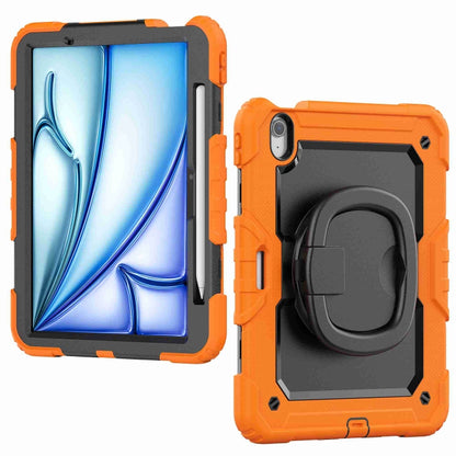 For iPad Air 11 2024 Handle Silicone Hydric PC Tablet Case with Shoulder Strap(Orange) - iPad Air 11 2024 Cases by buy2fix | Online Shopping UK | buy2fix