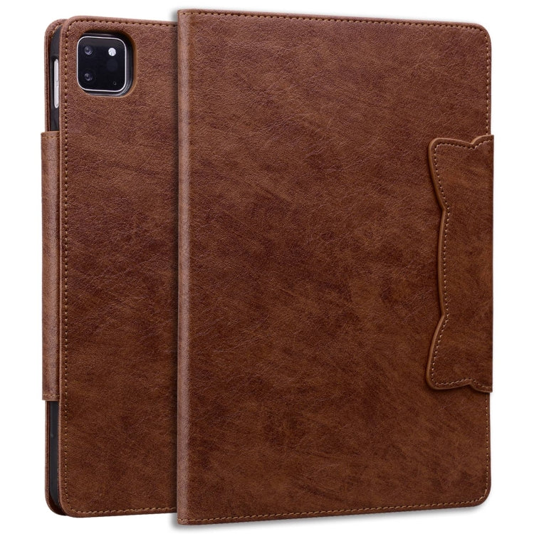 For iPad Pro 11 2024 Cat Buckle Leather Smart Tablet Case(Brown) - iPad Pro 11 2024 Cases by buy2fix | Online Shopping UK | buy2fix