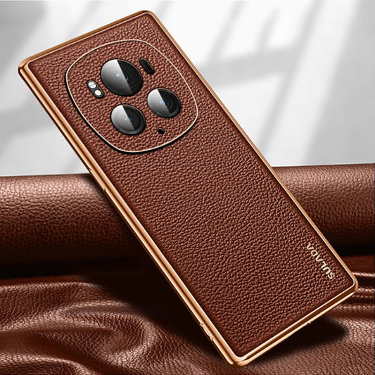 For Honor Magic6 Pro SULADA TPU + Litchi Texture Leather Phone Case(Brown) - Honor Cases by SULADA | Online Shopping UK | buy2fix