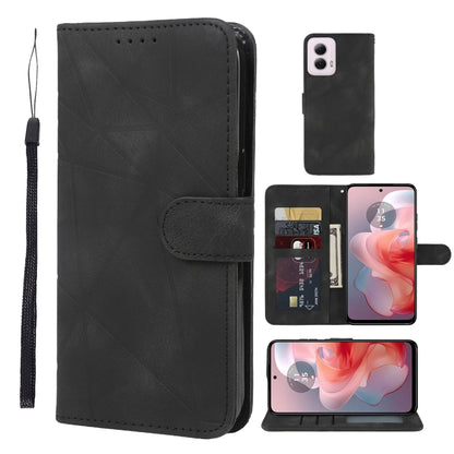 For Motorola Moto G Power 5G 2024 Skin Feel Geometric Lines Leather Phone Case(Black) - Motorola Cases by buy2fix | Online Shopping UK | buy2fix