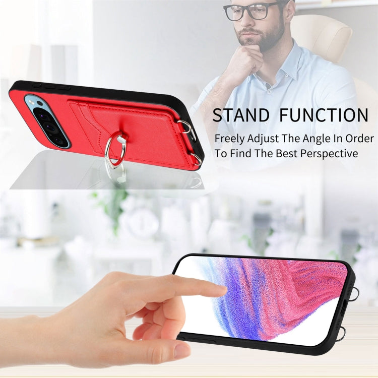 For Google Pixel 9 / 9 Pro R20 Ring Card Holder Phone Case(Red) - Google Cases by buy2fix | Online Shopping UK | buy2fix