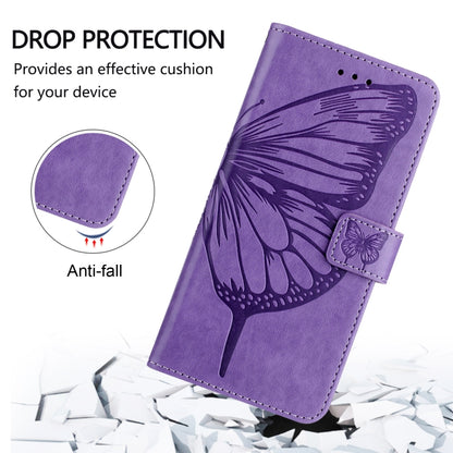 For Blackview A52 Embossed Butterfly Leather Phone Case(Purple) - More Brand by buy2fix | Online Shopping UK | buy2fix