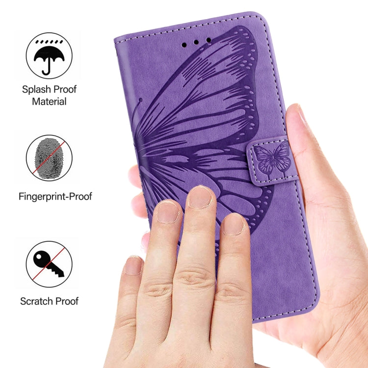 For Blackview A52 Embossed Butterfly Leather Phone Case(Purple) - More Brand by buy2fix | Online Shopping UK | buy2fix