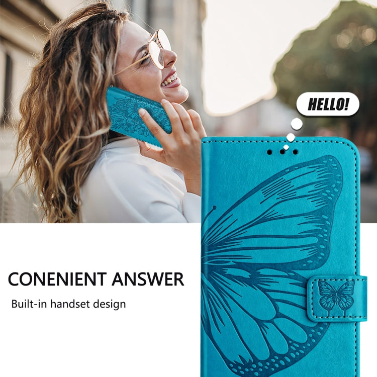 For Blackview A52 Embossed Butterfly Leather Phone Case(Blue) - More Brand by buy2fix | Online Shopping UK | buy2fix