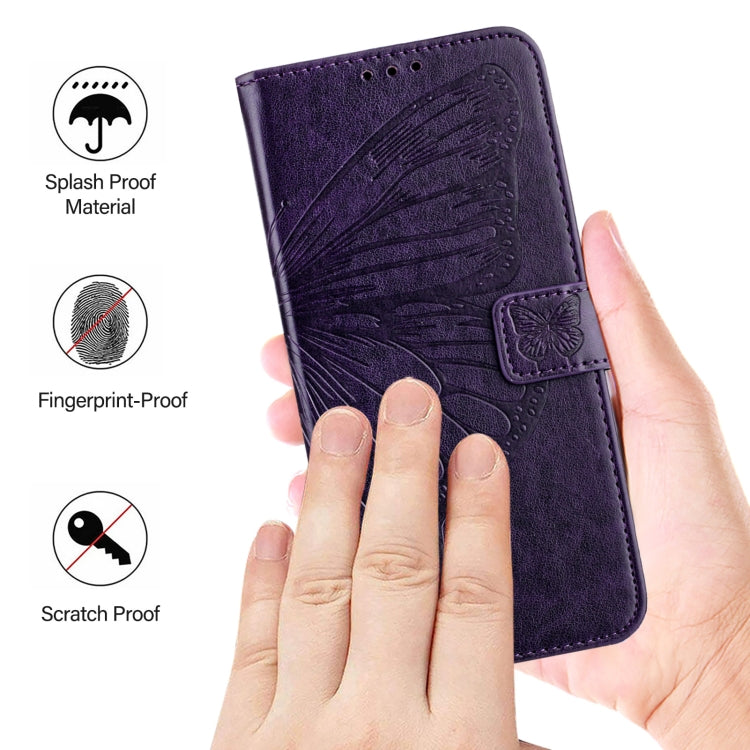 For Blackview Shark 8 Embossed Butterfly Leather Phone Case(Dark Purple) - More Brand by buy2fix | Online Shopping UK | buy2fix