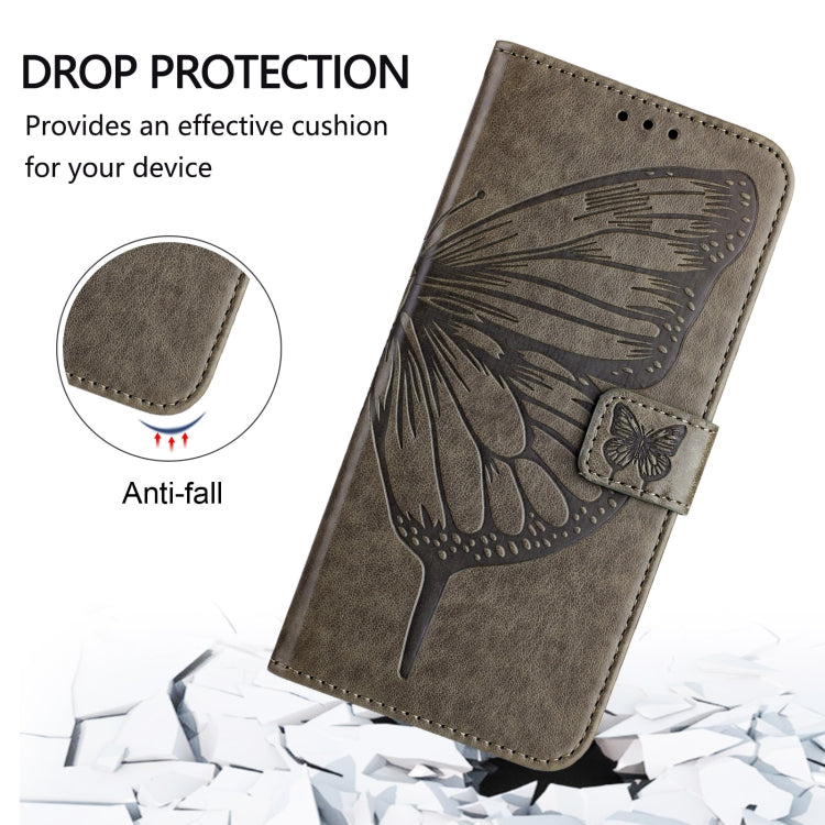 For Blackview Color 8 Embossed Butterfly Leather Phone Case(Grey) - More Brand by buy2fix | Online Shopping UK | buy2fix