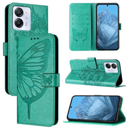 For Blackview Color 8 Embossed Butterfly Leather Phone Case(Green) - More Brand by buy2fix | Online Shopping UK | buy2fix