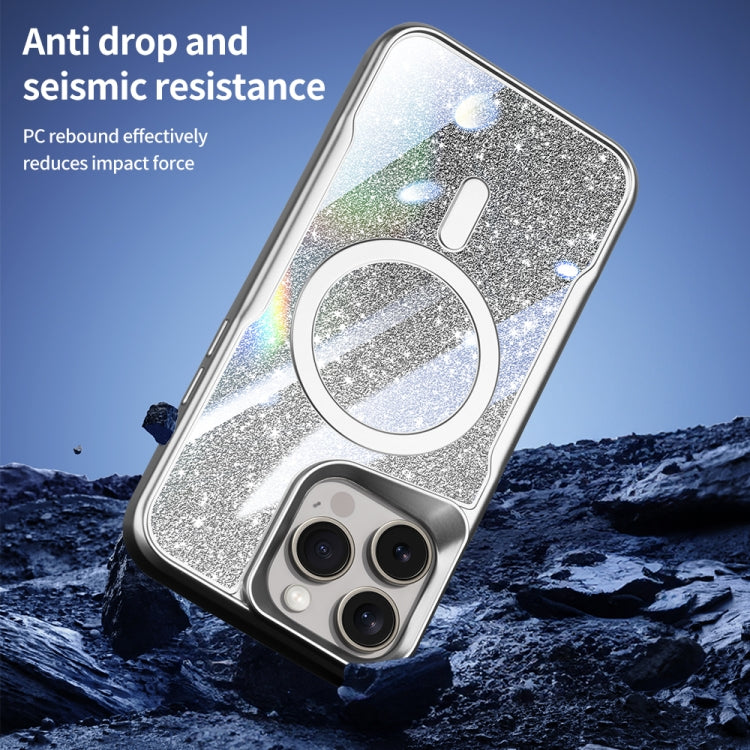 For iPhone 14 Plus Blade MagSafe Magnetic Gradient Glitter PC Phone Case(Titanium Grey) - iPhone 14 Plus Cases by buy2fix | Online Shopping UK | buy2fix