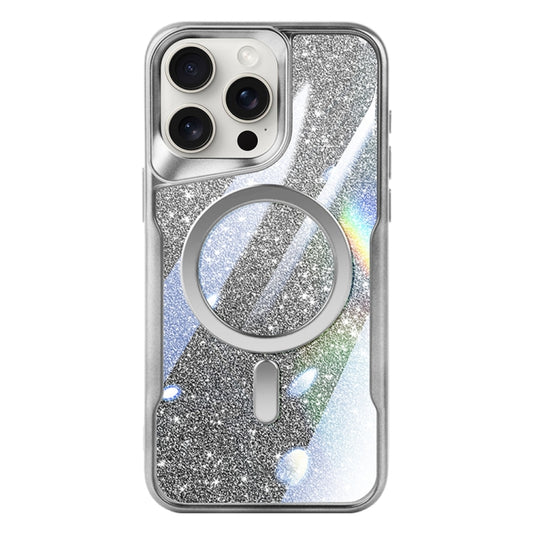 For iPhone 11 Pro Blade MagSafe Magnetic Gradient Glitter PC Phone Case(Silver White) - iPhone 11 Pro Cases by buy2fix | Online Shopping UK | buy2fix