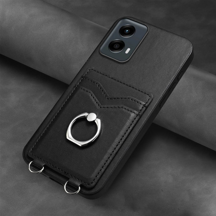 For Motorola Moto G 5G 2024 R20 Ring Card Holder Phone Case(Black) - Motorola Cases by buy2fix | Online Shopping UK | buy2fix