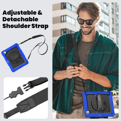 For iPad Pro 13 2024 Silicone Hybrid PC Tablet Case with Shoulder Strap(Black + Dark Blue) - iPad Pro 13 2024 Cases by buy2fix | Online Shopping UK | buy2fix