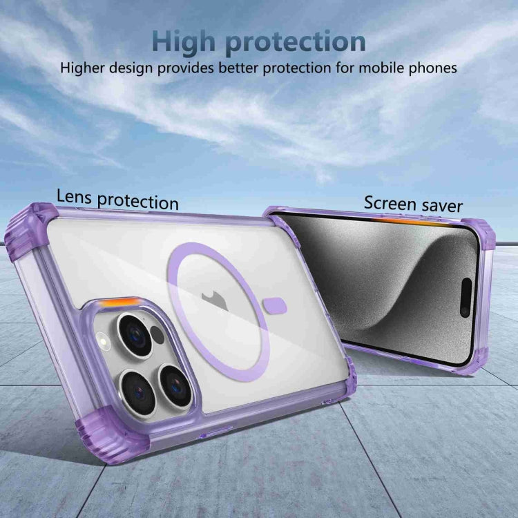 For iPhone 13 Pro Transparent MagSafe Magnetic Phone Case(Purple) - iPhone 13 Pro Cases by buy2fix | Online Shopping UK | buy2fix