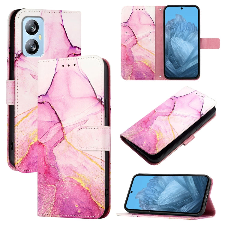 For Blackview A52 PT003 Marble Pattern Flip Leather Phone Case(Pink Purple Gold) - More Brand by buy2fix | Online Shopping UK | buy2fix