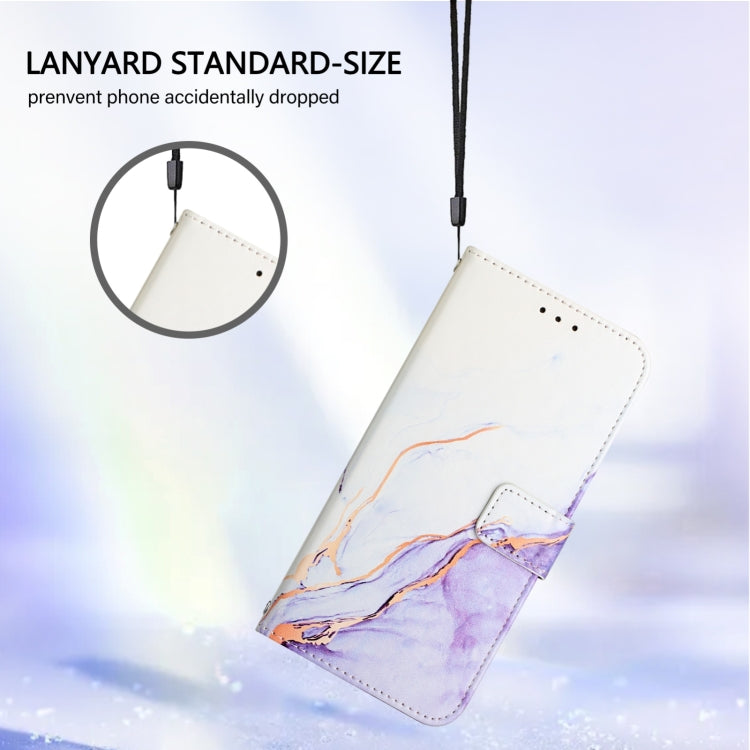 For Blackview Color 8 PT003 Marble Pattern Flip Leather Phone Case(White Purple) - More Brand by buy2fix | Online Shopping UK | buy2fix