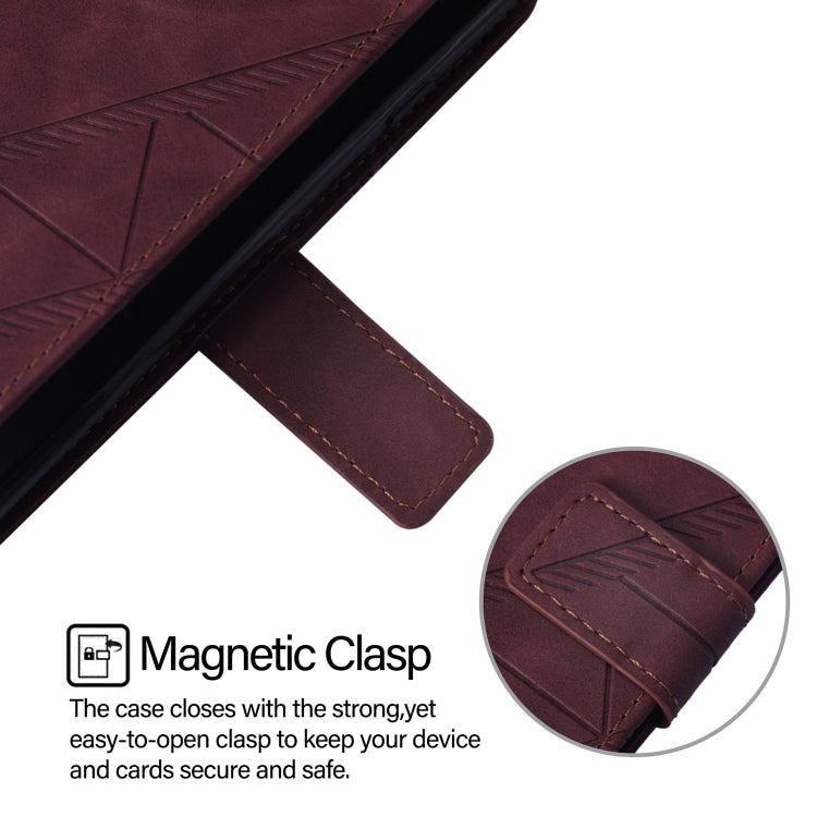 For Blackview Wave 6C Crossbody 3D Embossed Flip Leather Phone Case(Wine Red) - More Brand by buy2fix | Online Shopping UK | buy2fix