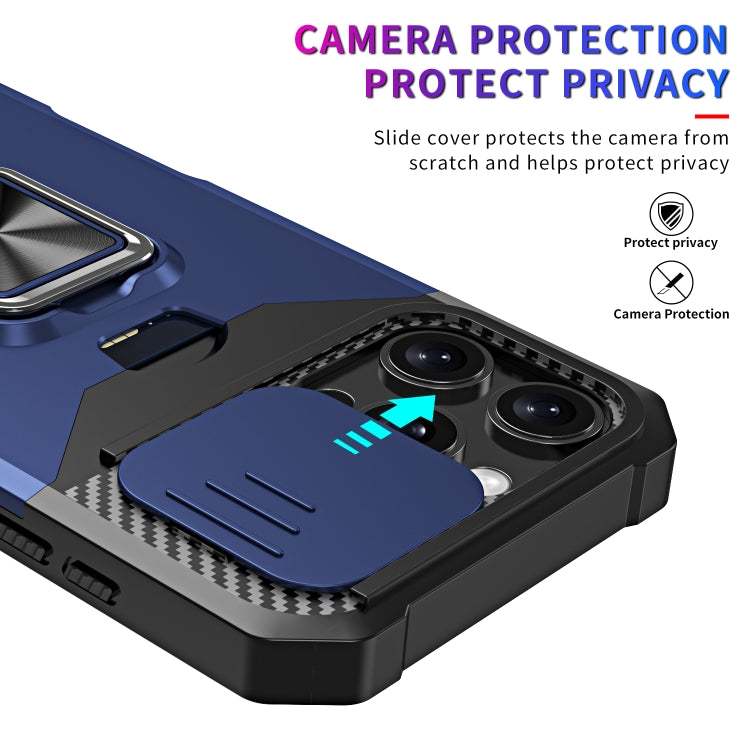 For iPhone 16 Pro Camera Shield Card Slot PC+TPU Phone Case(Blue) - iPhone 16 Pro Cases by buy2fix | Online Shopping UK | buy2fix