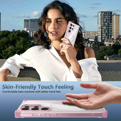 For Samsung Galaxy S23 FE 5G Transparent MagSafe Magnetic Phone Case(Pink) - Galaxy S23 FE 5G Cases by buy2fix | Online Shopping UK | buy2fix