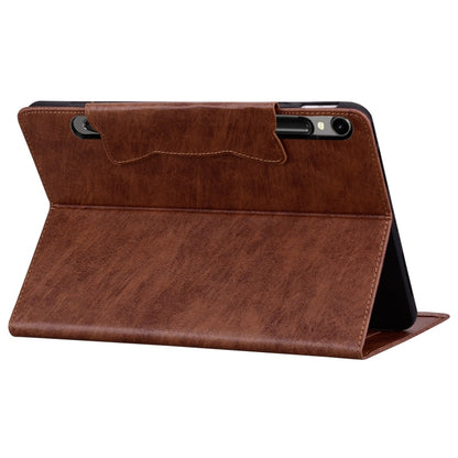 For Samsung Galaxy Tab S9+ / S8+ / S7+ Cat Buckle Leather Smart Tablet Case(Brown) - Galaxy Tab S9+ Cases by buy2fix | Online Shopping UK | buy2fix